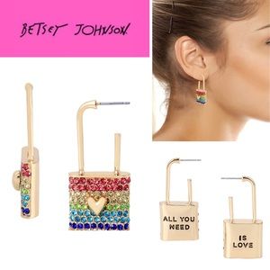 Betsey Johnson “All You Need Is Love” Padlock Earrings